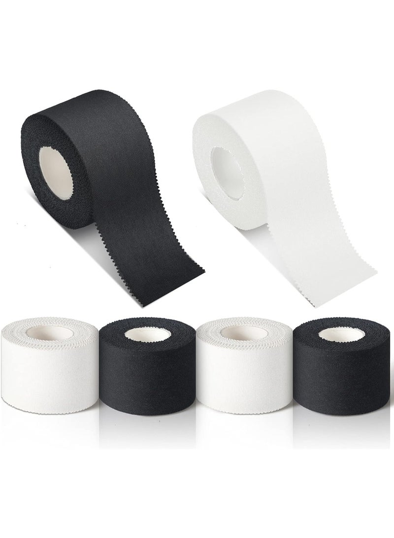 4 Pcs Pre Wrap Tape Athletic Finger Wrist Tape Sports No Sticky Residue Very Strong Easy Tear First Aid Injury Wrap for Athletes Trainers Boxing, 1.5 Inch x 33 Feet (Black, White) - Image 1